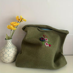Vintage Embroidered Knitted Bag Large Capacity Hobo Bag