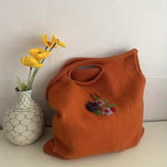 Vintage Embroidered Knitted Bag Large Capacity Hobo Bag