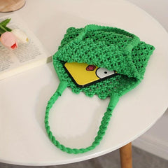 Straw Woven Tote Bag Summer Beach Crochet Handbag Women's Hobo Bag
