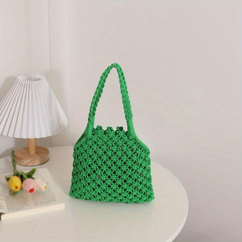 Straw Woven Tote Bag Summer Beach Crochet Handbag Women's Hobo Bag