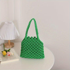 Straw Woven Tote Bag Summer Beach Crochet Handbag Women's Hobo Bag