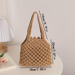 Straw Woven Tote Bag Summer Beach Crochet Handbag Women's Hobo Bag