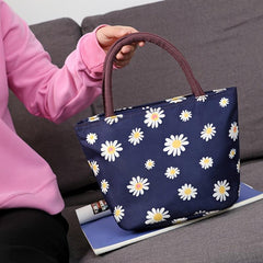 Graphic Print Double Handle Lunch Bag Casual Storage Bag