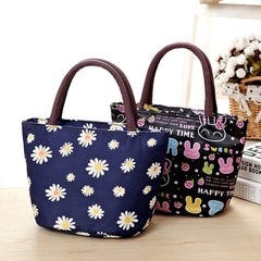 Graphic Print Double Handle Lunch Bag Casual Storage Bag
