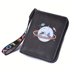 Astronaut Alien Planet Print Wallet Wristlet Organizer Purse