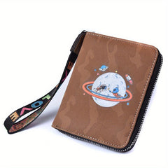 Astronaut Alien Planet Print Wallet Wristlet Organizer Purse
