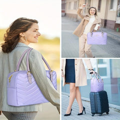MATEIN Quilted Detail Laptop Handbag Solid Zipper Satchel Bag