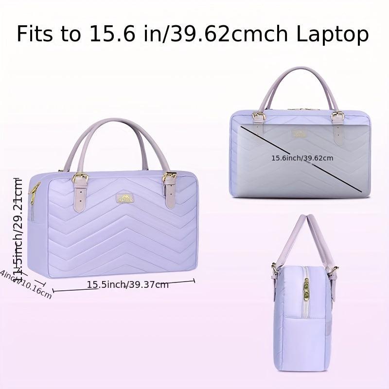 MATEIN Quilted Detail Laptop Handbag Solid Zipper Satchel Bag