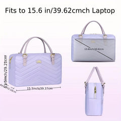 MATEIN Quilted Detail Laptop Handbag Solid Zipper Satchel Bag