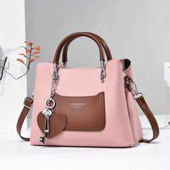 Keys Pendant Top Handle Satchel Crossbody Bag PU Leather