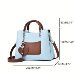 Keys Pendant Top Handle Satchel Crossbody Bag PU Leather