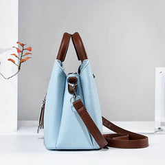 Keys Pendant Top Handle Satchel Crossbody Bag PU Leather