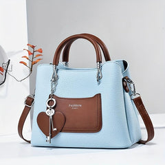 Keys Pendant Top Handle Satchel Crossbody Bag PU Leather