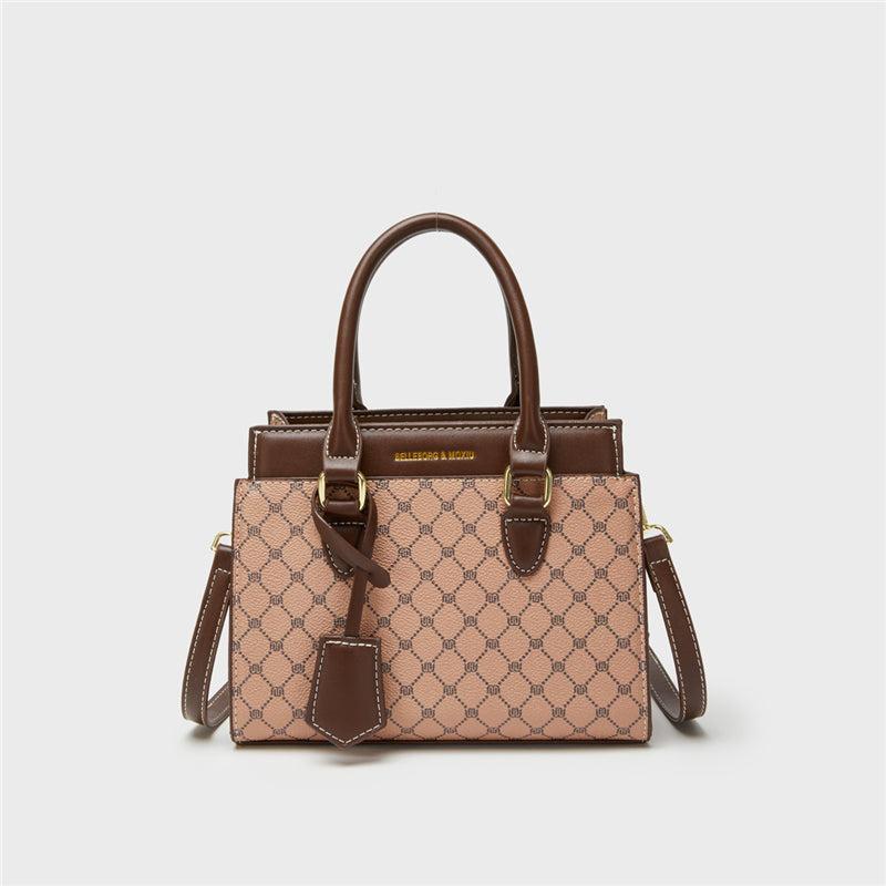 Vintage Geometric Crossbody Bag Retro PU Shoulder Satchel Women's Classic Tote