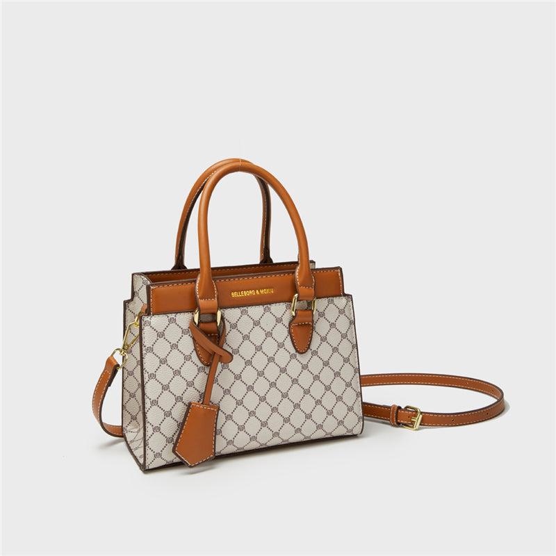 Vintage Geometric Crossbody Bag Retro PU Shoulder Satchel Women's Classic Tote