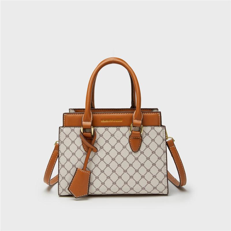 Vintage Geometric Crossbody Bag Retro PU Shoulder Satchel Women's Classic Tote
