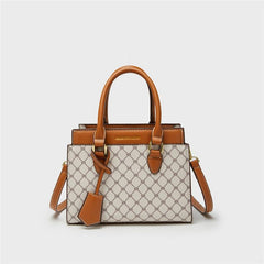 Vintage Geometric Crossbody Bag Retro PU Shoulder Satchel Women's Classic Tote