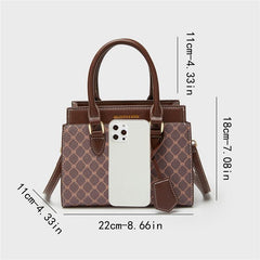 Vintage Geometric Crossbody Bag Retro PU Shoulder Satchel Women's Classic Tote