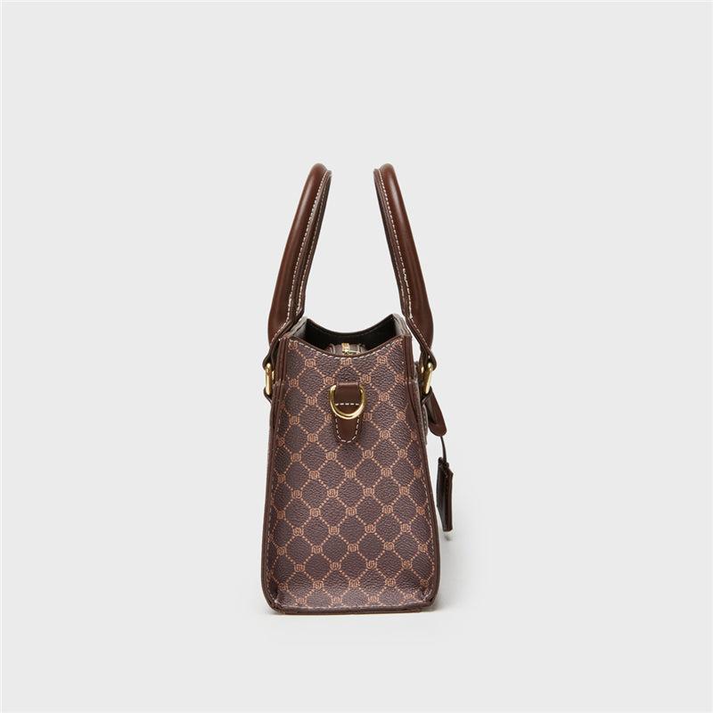 Vintage Geometric Crossbody Bag Retro PU Shoulder Satchel Women's Classic Tote