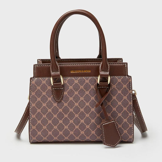 Vintage Geometric Crossbody Bag Retro PU Shoulder Satchel Women's Classic Tote