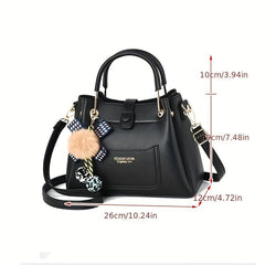 Letter Graphic Crossbody Bag PU Leather Satchel Purse