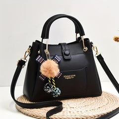Letter Graphic Crossbody Bag PU Leather Satchel Purse