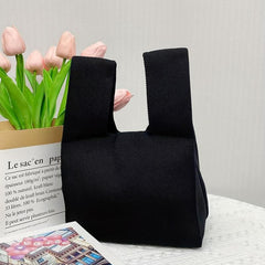Knitted Tote Handbag Ball Decor Crochet Bag Vest Wrist Bag for Women