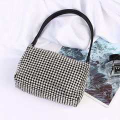 Glitter Rhinestone Satchel Bag Zip Handbag Evening Bag