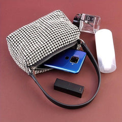 Glitter Rhinestone Satchel Bag Zip Handbag Evening Bag