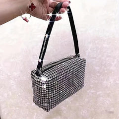 Glitter Rhinestone Satchel Bag Zip Handbag Evening Bag