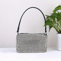 Glitter Rhinestone Satchel Bag Zip Handbag Evening Bag