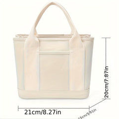 Canvas Tote Bag Solid Lunch Bag Women's Handbag Purse Travel Picnic
