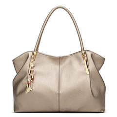Classic Solid Satchel Bag Large Capacity Handbag With Pendant