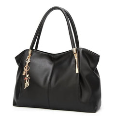 Classic Solid Satchel Bag Large Capacity Handbag With Pendant