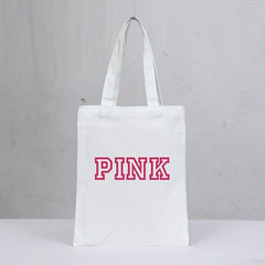 Pink Graphic Canvas Tote Bag Reusable Grocery Shopping Bag Women's