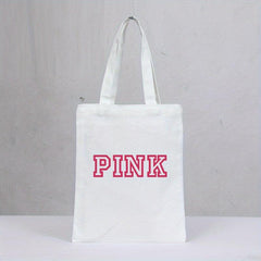 Pink Graphic Canvas Tote Bag Reusable Grocery Shopping Bag Women's