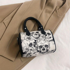 Gothic Skull Print Boston Bag Horror Punk Crossbody Bag