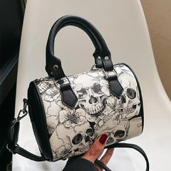 Gothic Skull Print Boston Bag Horror Punk Crossbody Bag