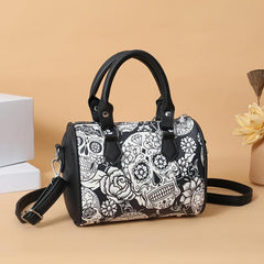 Gothic Skull Print Boston Bag Horror Punk Crossbody Bag