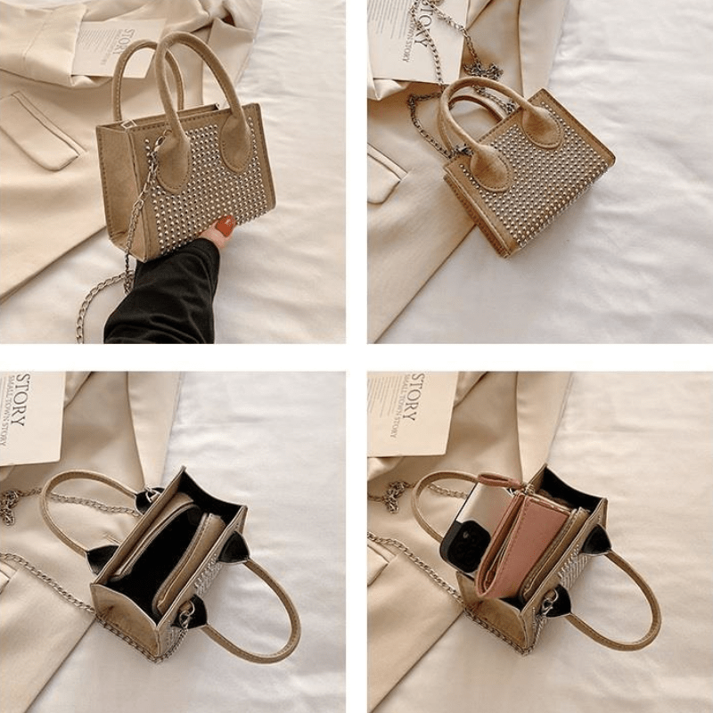 Rivets Decor Square Shoulder Bag All Match Small Bag
