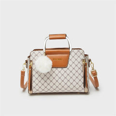 Vintage Geometric Tote Bag Retro PU Crossbody Bag Women's Classic Handbag