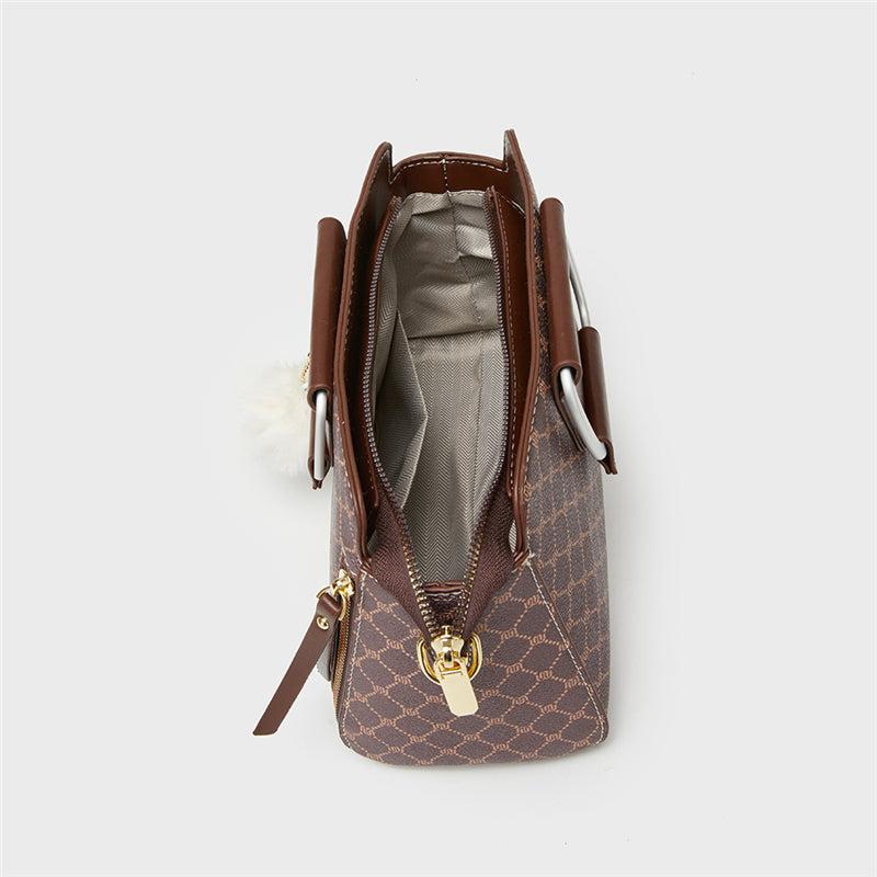 Vintage Geometric Tote Bag Retro PU Crossbody Bag Women's Classic Handbag