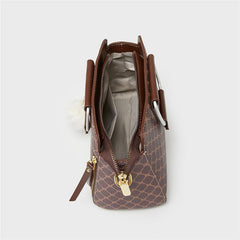 Vintage Geometric Tote Bag Retro PU Crossbody Bag Women's Classic Handbag