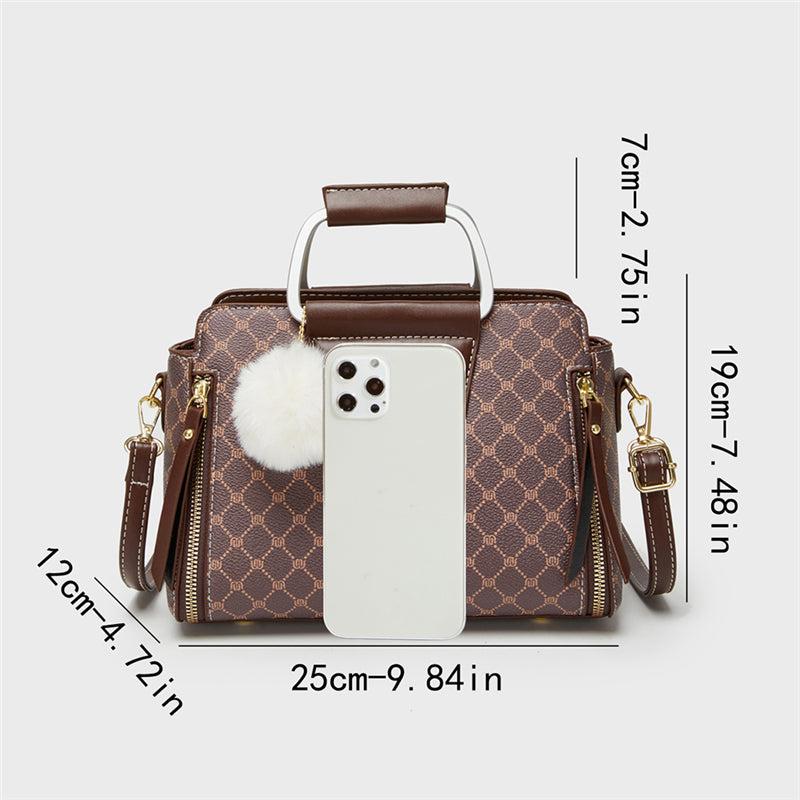 Vintage Geometric Tote Bag Retro PU Crossbody Bag Women's Classic Handbag