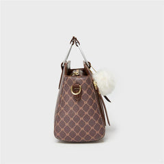 Vintage Geometric Tote Bag Retro PU Crossbody Bag Women's Classic Handbag