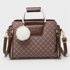 Vintage Geometric Tote Bag Retro PU Crossbody Bag Women's Classic Handbag