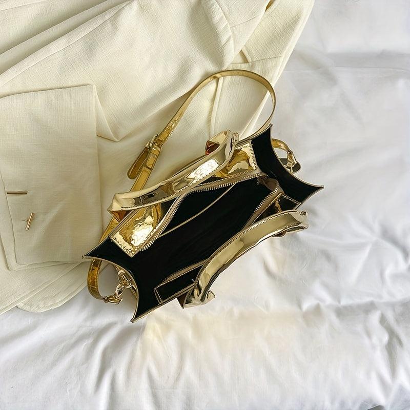 Letter Print Tote Bag PU Leather Crossbody Handbag