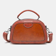 Retro Double Zipper Satchel Top Handle Bag Classic Solid Shoulder Bag