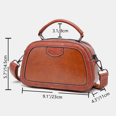 Retro Double Zipper Satchel Top Handle Bag Classic Solid Shoulder Bag