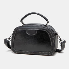 Retro Double Zipper Satchel Top Handle Bag Classic Solid Shoulder Bag